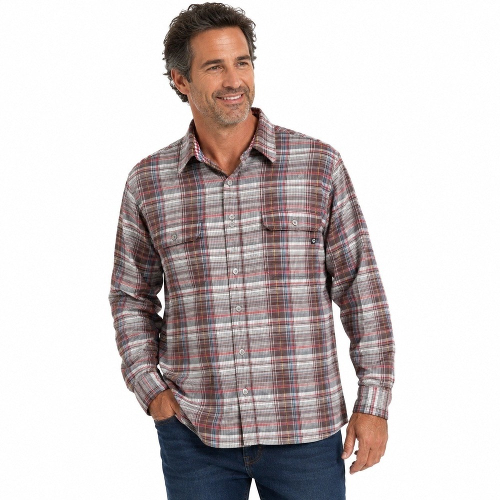 Marmot Plaid Button Down Shirt Red Gray Long Sleeve Men's Size‎ XXL